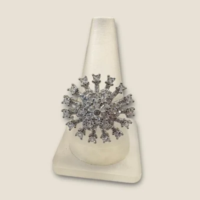 BEAUTIFUL STERLING SILVER GIRLISH COKTAIL RING WITH FLOWER DESIGN & ZIRCONS | SLR641 BEAUTIFUL STERLING SILVER GIRLISH COKTAIL RING WITH FLOWER DESIGN & ZIRCONS | SLR641