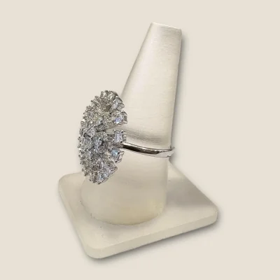 BEAUTIFUL STERLING SILVER GIRLISH COKTAIL RING WITH FLOWER DESIGN & ZIRCONS | SLR641 BEAUTIFUL STERLING SILVER GIRLISH COKTAIL RING WITH FLOWER DESIGN & ZIRCONS | SLR641