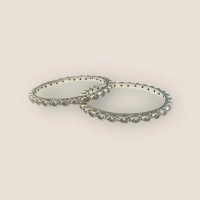 Sterling Silver Bangles with White Stones | 925 Silver Sterling Silver Bangles with White Stones | 925 Silver