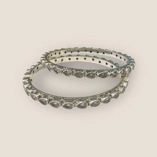 BEAUTIFUL SILVER BANGLES WITH WHITE STONS | SBN9