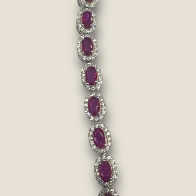 BEAUTIFUL STERLING SILVER GIRLISH BRACELET WITH ZIRCONS & PINK STONES | SB150 BEAUTIFUL STERLING SILVER GIRLISH BRACELET WITH ZIRCONS & PINK STONES | SB150