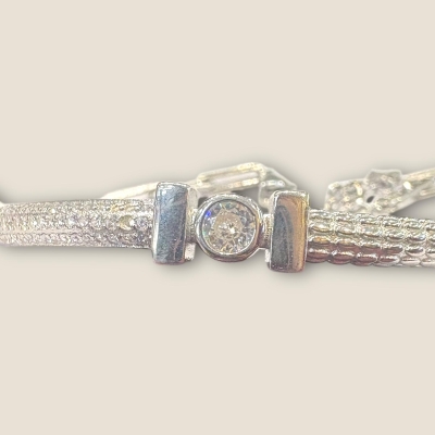 925 Sterling Silver Bracelet with Zircons | Lovely Design | SB126 925 Sterling Silver Bracelet with Zircons | Lovely Design | SB126
