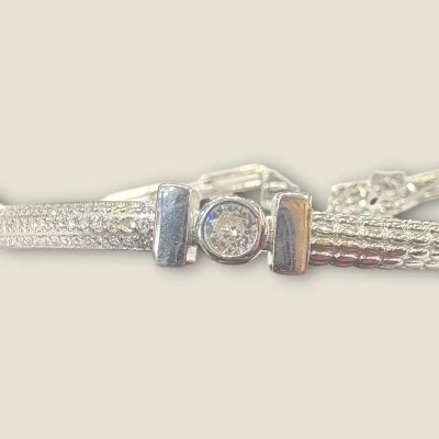 BEAUTIFUL 925 STERLING SILVER BRACELET WITH LOVELY DESIGN & ZIRCONS | SB126 BEAUTIFUL 925 STERLING SILVER BRACELET WITH LOVELY DESIGN & ZIRCONS | SB126