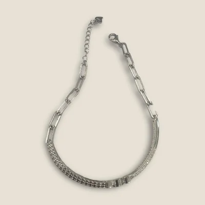 925 Sterling Silver Bracelet with Zircons | Lovely Design | SB126 925 Sterling Silver Bracelet with Zircons | Lovely Design | SB126