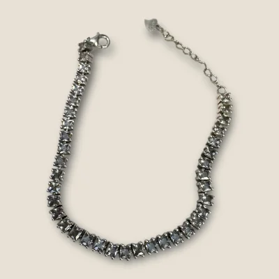Girlish 925 Sterling Silver Bracelet with Zircons | Lovely Design | Silver Bracelet SB82