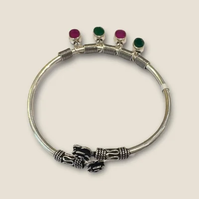 BEAUTIFUL 925 STERLING SILVER GIRLISH BRACELET WITH LOVELY ROSE DESIGN & MULTI COLOUR STONES | SB113 BEAUTIFUL 925 STERLING SILVER GIRLISH BRACELET WITH LOVELY ROSE DESIGN & MULTI COLOUR STONES | SB113