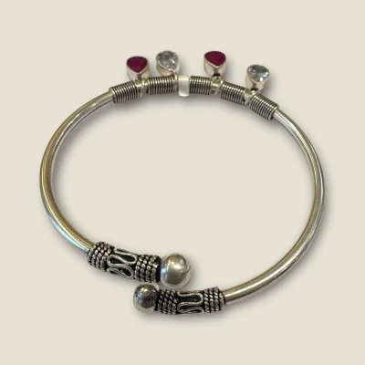 BEAUTIFUL 925 STERLING SILVER GIRLISH BRACELET WITH LOVELY ZIRCONS & PINK STONES | SB110 BEAUTIFUL 925 STERLING SILVER GIRLISH BRACELET WITH LOVELY ZIRCONS & PINK STONES | SB110