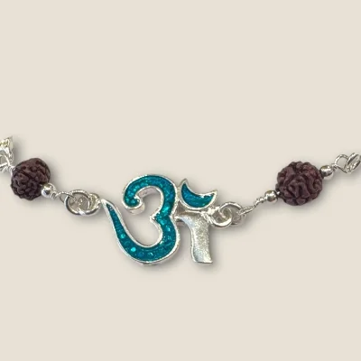 BEAUTIFUL SILVER RAKHI WIITH LOVELY RURAKSHA & OM DESIGN | SB77