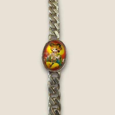 925 STERLING SILVER MEN'S BRACELET WITH PICTURE OF THE LORD KRISHNA | SB34 925 STERLING SILVER MEN'S BRACELET WITH PICTURE OF THE LORD KRISHNA | SB34