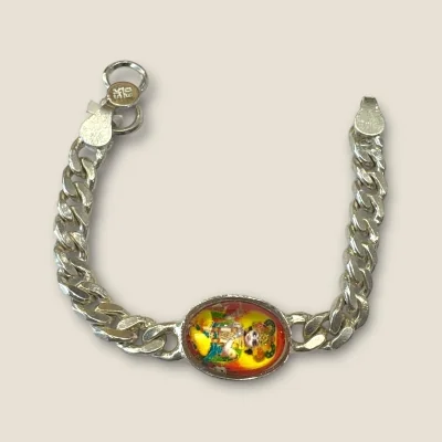 925 STERLING SILVER MEN'S BRACELET WITH PICTURE OF THE LORD KRISHNA | SB34