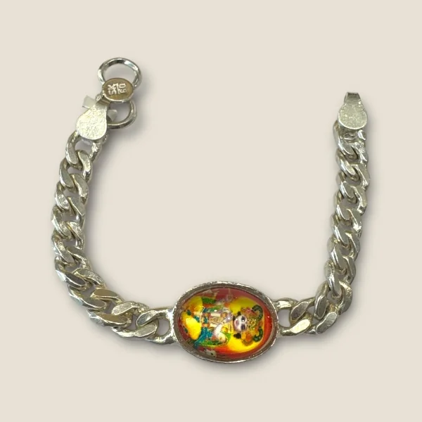 925 STERLING SILVER MEN'S BRACELET WITH PICTURE OF THE LORD KRISHNA | SB34