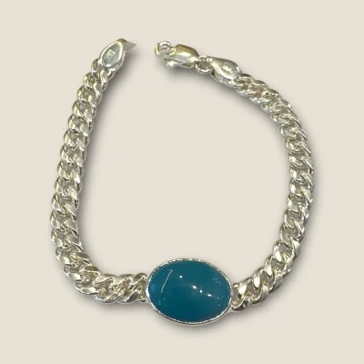 Sterling Silver Men's Bracelet with Firoza Stone & Unique Design | Salman Khan Bracelet