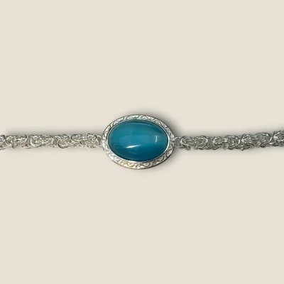 925 Sterling Silver Men's Bracelet with Turquoise Stone & Zircons, Salman Khan Bracelet | SB145