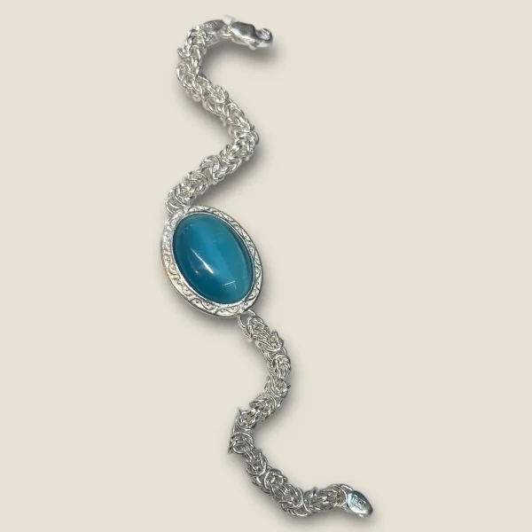 BEAUTIFUL 925 STERLING SILVER MEN BRACELET WITH LOVELY TURQUOISE STONE | SB145