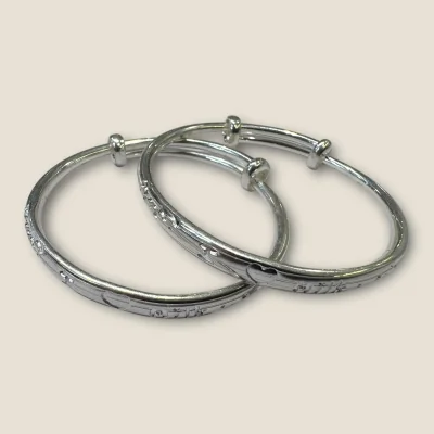 LOVELY 925 STERLING SILVER BABY KARA PAIR WITH BEAUTIFUL DESIGN FOR YOUR LITTLE ONE | SK244 LOVELY 925 STERLING SILVER BABY KARA PAIR WITH BEAUTIFUL DESIGN FOR YOUR LITTLE ONE | SK244