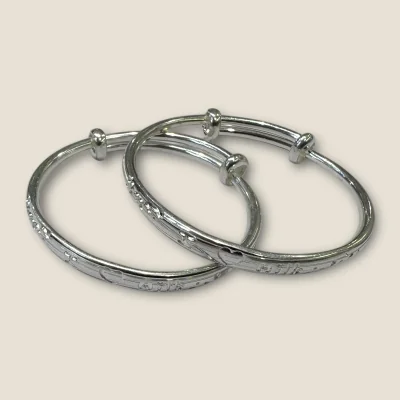 LOVELY 925 STERLING SILVER BABY KARA PAIR WITH BEAUTIFUL DESIGN FOR YOUR LITTLE ONE | SK244 LOVELY 925 STERLING SILVER BABY KARA PAIR WITH BEAUTIFUL DESIGN FOR YOUR LITTLE ONE | SK244