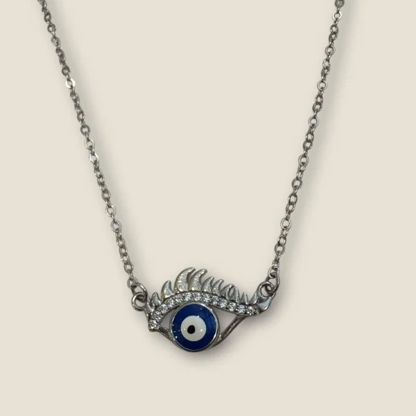 BEAUTIFUL 925 STERLING SILVER EVIL EYE NECKLACE WITH LOVELY DESIGN | SC116