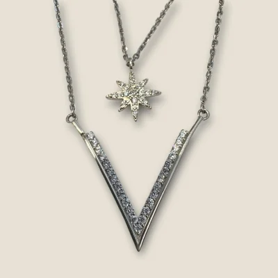 BEAUTIFUL 925 STERLING SILVER NECKLACE WITH LOVELY GIRLISH DESIGN | SC120 BEAUTIFUL 925 STERLING SILVER NECKLACE WITH LOVELY GIRLISH DESIGN | SC120