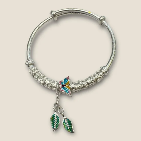 BEAUTIFUL GIRLISH SILVER BRACELET WITH LOVELY BUTTERBFLY DESIGN | SB123