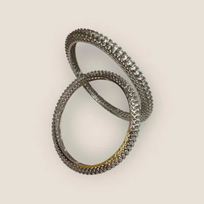 925 Sterling Silver White Stone Silver Bangles | SBN23 925 Sterling Silver White Stone Silver Bangles | SBN23