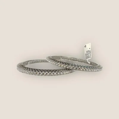 925 Sterling Silver White Stone Silver Bangles | SBN23 925 Sterling Silver White Stone Silver Bangles | SBN23
