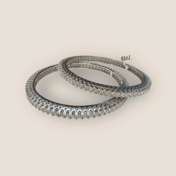BEAUTIFUL SILVER BANGLES WITH WHITE STONS | SBN23