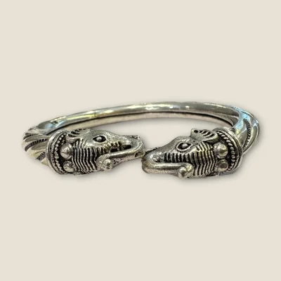 BEAUTIFUL 925 STERLING SILVER MEN'S KARA WITH LOVELY ELEPHANT FACE DESIGN | SK259 BEAUTIFUL 925 STERLING SILVER MEN'S KARA WITH LOVELY ELEPHANT FACE DESIGN | SK259