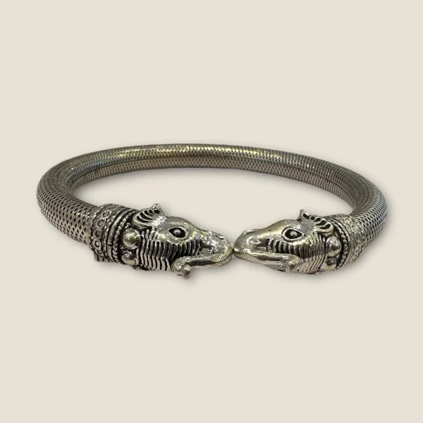 BEAUTIFUL 925 STERLING SILVER MEN'S KARA WITH LOVELY ELEPHANT FACE DESIGN | SK262