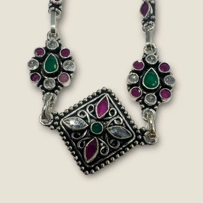 BEAUTIFUL 925 STERLING SILVER GIRLIS ANKETS0 WITH PINK & GREEN STONES | SPY432
