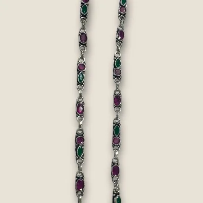 BEAUTIFUL 925 STERLING SILVER GIRLIS ANKLETS WITH LOVELY PINK & GREEN STONE | SPY431 BEAUTIFUL 925 STERLING SILVER GIRLIS ANKLETS WITH LOVELY PINK & GREEN STONE | SPY431