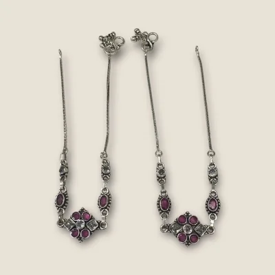 BEAUTIFUL 925 STERLING GIRLISH SILVER ANKLETS WITH LOVELY PINK STONES | SPY433 BEAUTIFUL 925 STERLING GIRLISH SILVER ANKLETS WITH LOVELY PINK STONES | SPY433