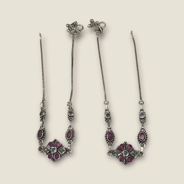 BEAUTIFUL 925 STERLING GIRLISH SILVER ANKLETS WITH LOVELY PINK STONES | SPY433