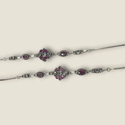 BEAUTIFUL 925 STERLING GIRLISH SILVER ANKLETS WITH LOVELY PINK STONES | SPY433 BEAUTIFUL 925 STERLING GIRLISH SILVER ANKLETS WITH LOVELY PINK STONES | SPY433