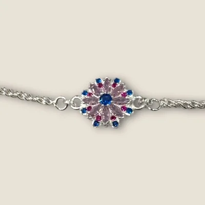 BEAUTIFUL SILVER RAKHI WITH LOVELY UNIQUE DESIGN | SB179