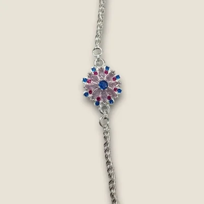 BEAUTIFUL SILVER RAKHI WITH LOVELY UNIQUE DESIGN | SB179