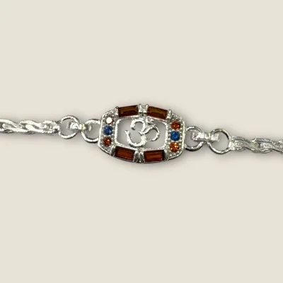 BEAUTIFUL SILVER RAKHI WITH LOVELY OM DESIGN | SB183