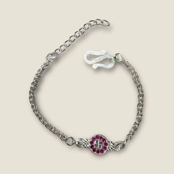 LOVELY SILVER RAKHI WITH BEAUTIFUL SWASTIK DESIGN | SB176