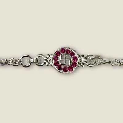 LOVELY SILVER RAKHI WITH BEAUTIFUL SWASTIK DESIGN | SB176