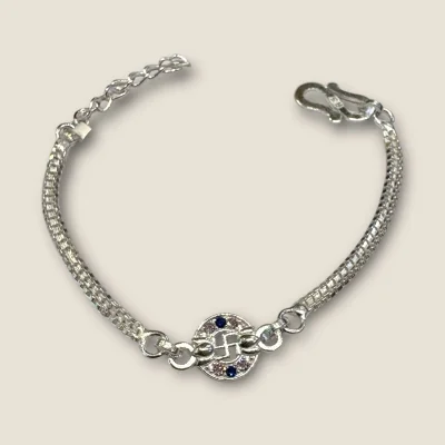 LOVELY SILVER RAKHI WITH BEAUTIFUL SWASTIK DESIGN | SB174