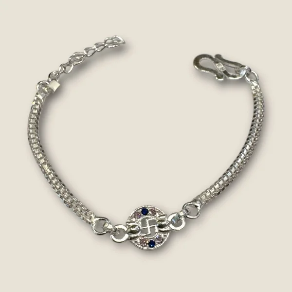 LOVELY SILVER RAKHI WITH BEAUTIFUL SWASTIK DESIGN | SB174