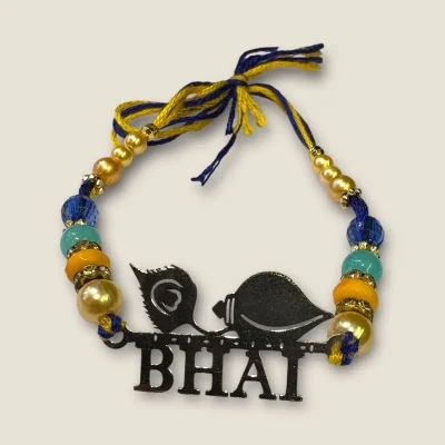 BEAUTIFUL SILVER THRED RAKHI WITH LOVELY DESIGN