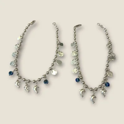 BEAUTIFUL 925 STERLING GIRLISH SILVER ANKLETS WITH EVIL EYE DESIGN | SPY447 BEAUTIFUL 925 STERLING GIRLISH SILVER ANKLETS WITH EVIL EYE DESIGN | SPY447