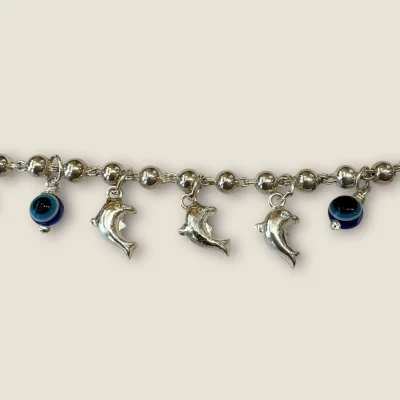 BEAUTIFUL 925 STERLING GIRLISH SILVER ANKLETS WITH EVIL EYE DESIGN | SPY447 BEAUTIFUL 925 STERLING GIRLISH SILVER ANKLETS WITH EVIL EYE DESIGN | SPY447