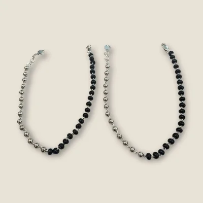 925 Sterling Silver Anklets with Black Beads & Lovely Design | SPY456 925 Sterling Silver Anklets with Black Beads & Lovely Design | SPY456