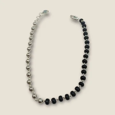 925 Sterling Silver Anklets with Black Beads & Lovely Design | SPY456 925 Sterling Silver Anklets with Black Beads & Lovely Design | SPY456