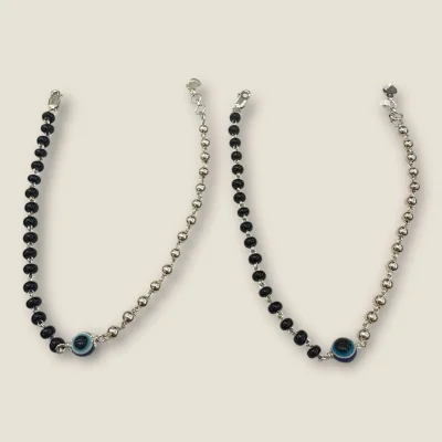 925 Sterling Silver Anklets with Evil Eye & Lovely Design | SPY454