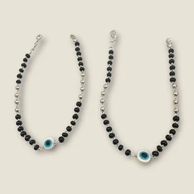 BEAUTIFUL 925 STERLING GIRLISH SILVER EVIL EYE ANKLETS WITH LOVELY DESIGN | SPY452 BEAUTIFUL 925 STERLING GIRLISH SILVER EVIL EYE ANKLETS WITH LOVELY DESIGN | SPY452