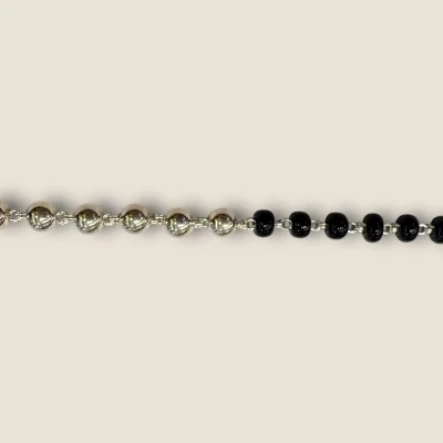 925 Sterling Silver Anklets with Black Beads | Girl's Silver Ankle Jewelry