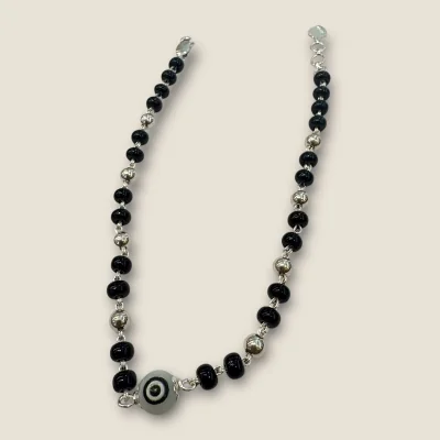 BEAUTIFUL 925 STERLING GIRLISH SILVER ANKLETS WITH BLACK BEADS | SPY 455 BEAUTIFUL 925 STERLING GIRLISH SILVER ANKLETS WITH BLACK BEADS | SPY 455