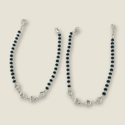 BEAUTIFUL 925 STERLING GIRLISH SILVER ANKLETS WITH LOVELY BEADS | SPY457 BEAUTIFUL 925 STERLING GIRLISH SILVER ANKLETS WITH LOVELY BEADS | SPY457